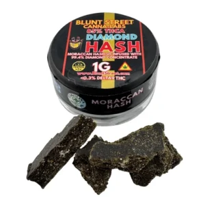 Diamond-Infused 87% THCA Moroccan Brick Hash | 99.4% THCA Diamond Infused